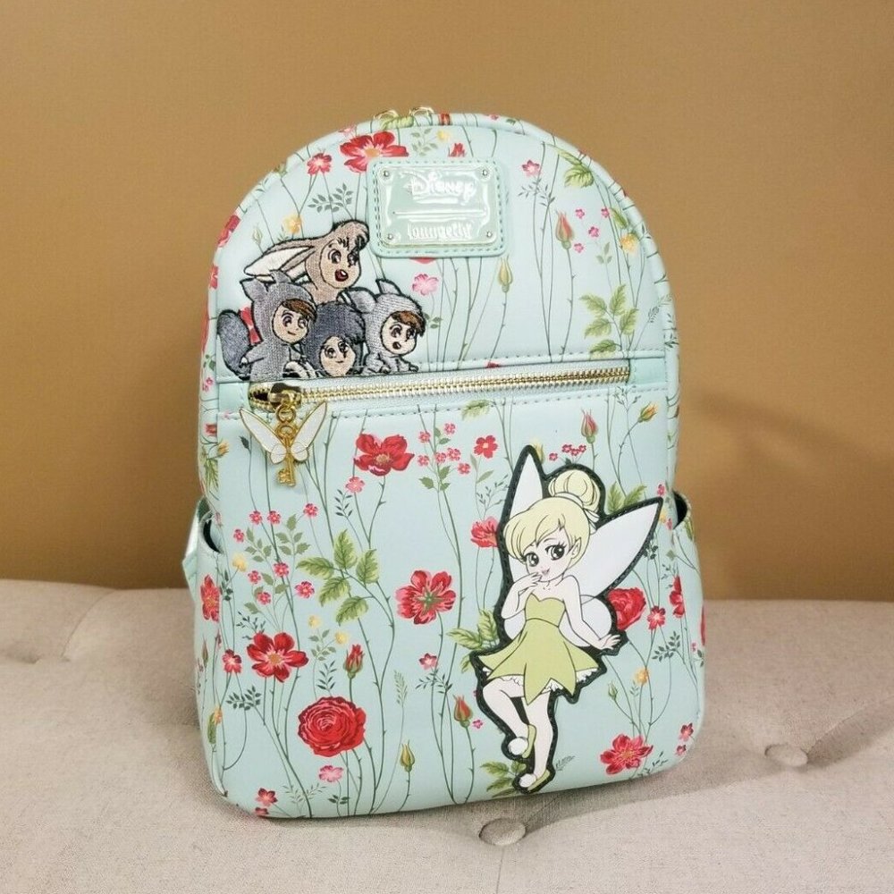 Loungefly Disney Peter Pan Tinkerbell & Lost Boys Floral Backpack NEW